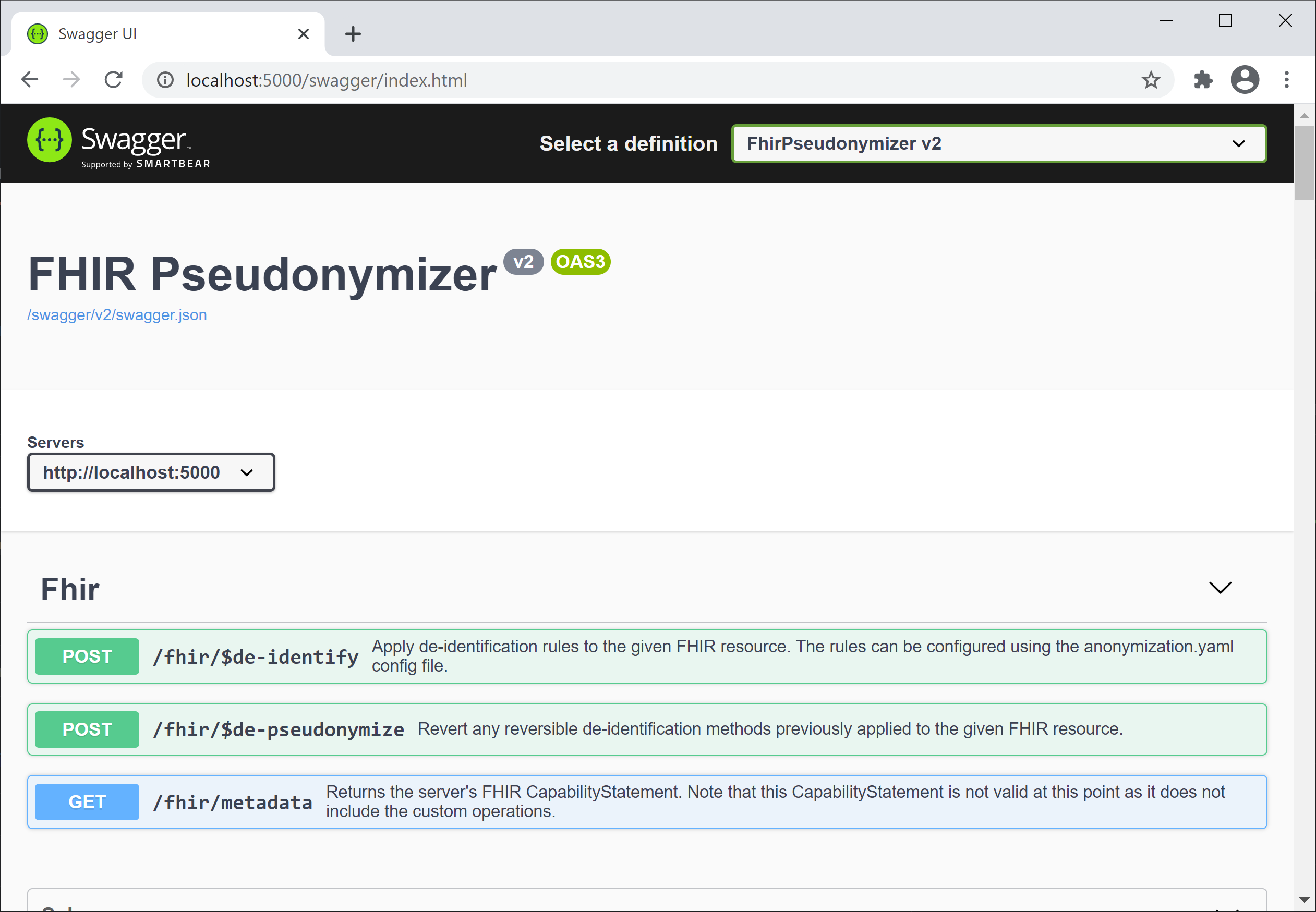 Screenshot of the OpenAPI specification